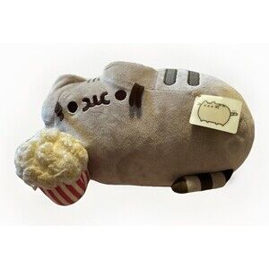 Pusheen Laying down Snackables Popcorn Cat Stuffed Plush, Gray